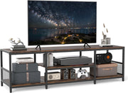 Mobile TV per TV fino a 65", Panca TV con 5 ripiani aperti, Tavolo TV con gambe regolabili, telaio in metallo, stile vintage, 150 x 40 x 45 cm, per soggiorno, camera da letto, ingresso