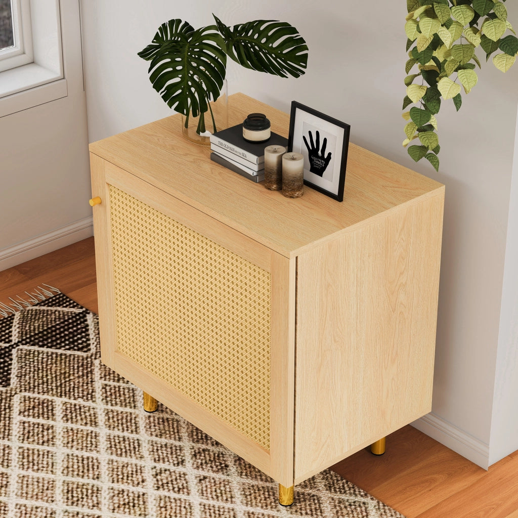 Mobile contenitore con 1 anta e ripiano; per soggiorno; in MDF naturale; 60×40×63 cm