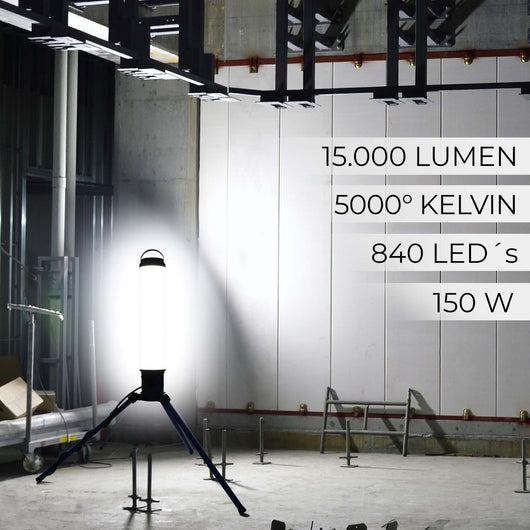 Lampada LED da lavoro con treppiede 150W Luce a 360° 15.000 lumen Faro da cantiere