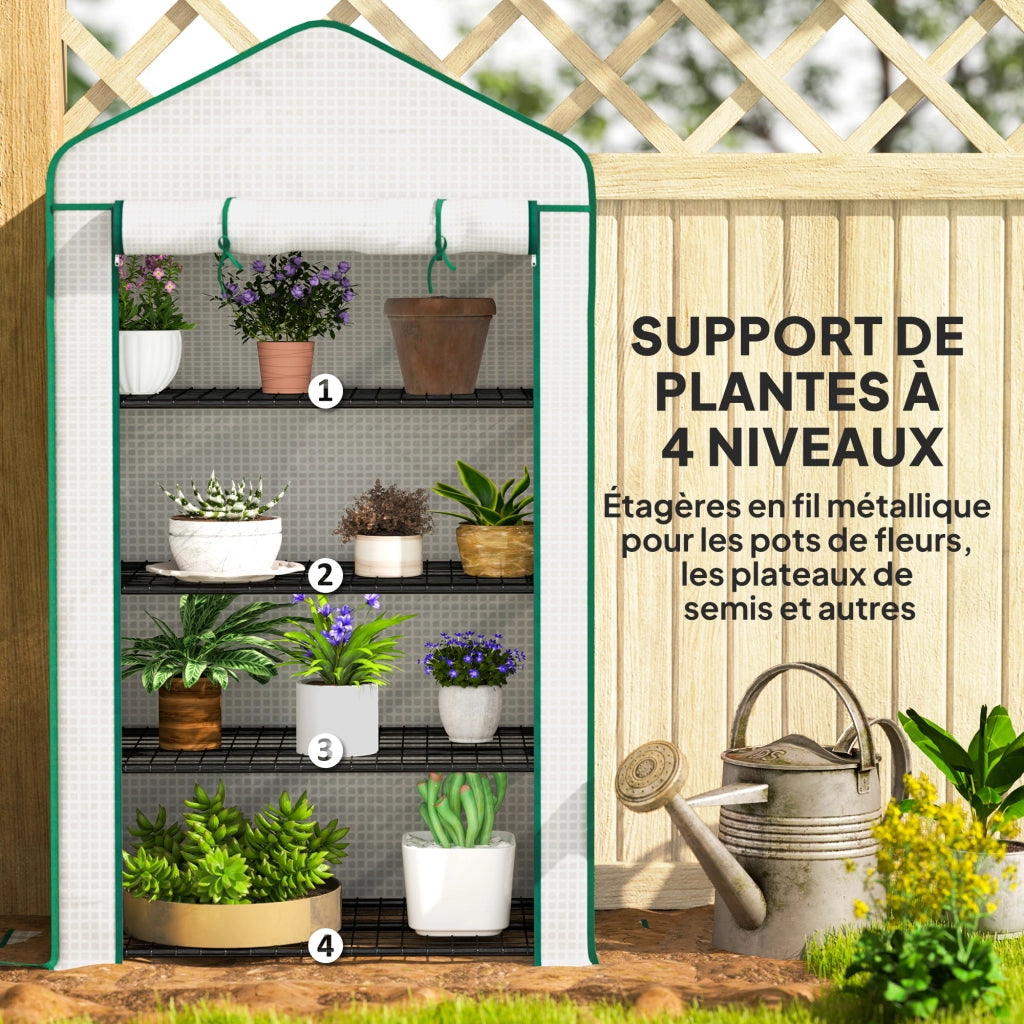 Serra da giardino 4 livelli ¨C zephmum ¨C 90x49x160 cm bianco acciaio galvanizzato