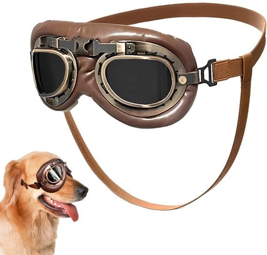 Occhiali da cane - Design Retro - Protezione UV - Impermeabili - Cinturino regolabile - Protezione occhi - 14 x 7 cm - Occhiali da sole per cani