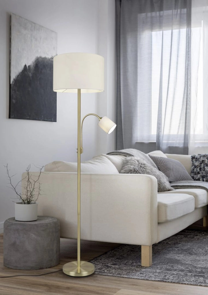 Lampada da terra HOTEL oro/beige 2 luci E14/E27 Trio