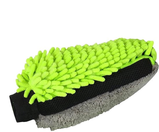 Manicotto per lavaggio auto doppio - Assorbe e protegge - Resiste ai graffi - Fluorescente verde - Dimensioni 19x26 cm - Leggero e lavabile in macchina