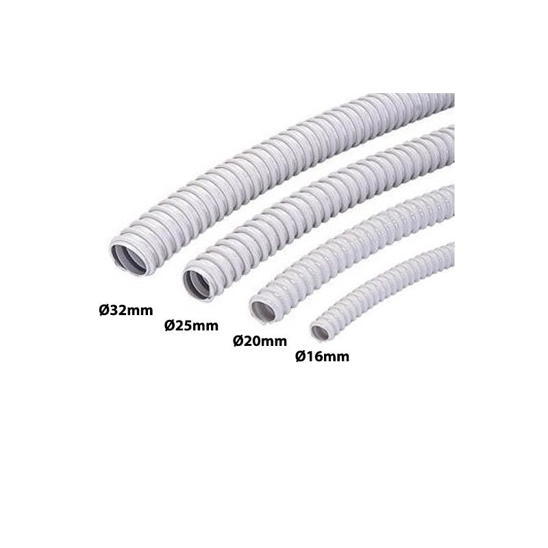 30MT Tubo Guaina Spiralata Diametro 32mm Flessibile Isolante Ondulata in PVC