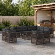 Set Divano da Giardino 13 pz Grigio polyrattan 3434432