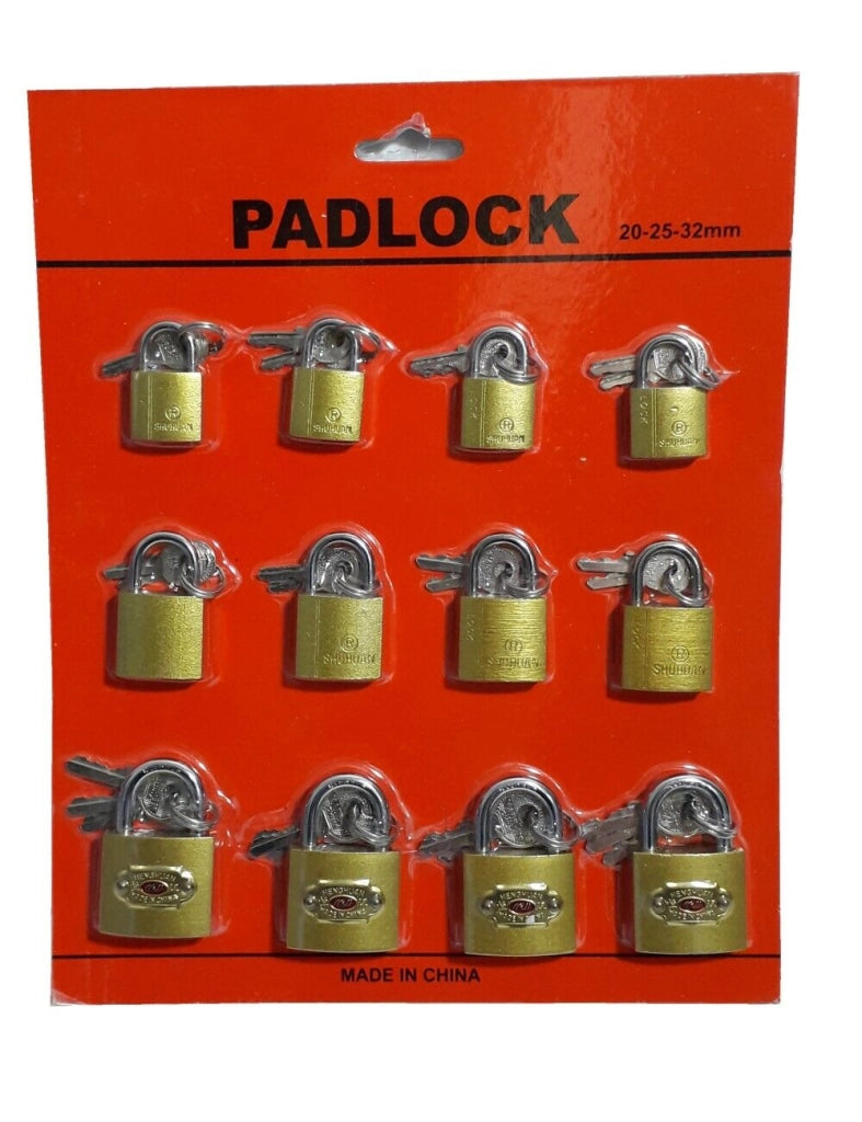 Set 12 lucchetti ad arco 20mm 25mm 32mm con 2 chiavi per armadietto valigia