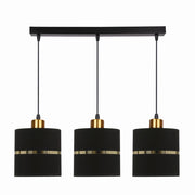 Lampadario Candellux Assam 3xE27 nero/ottone tessuto