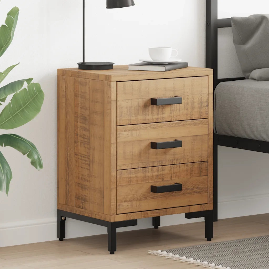 Comodini 2 pz-Set di 2 Tavolino da notte 40x30x55 cm in Legno Massello di Pino