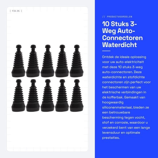 10 Connettori 3-Via Auto-Interfaccia - Impermeabili e Antistatici - Nero - Resistenti e Robusti - Adatti per Auto