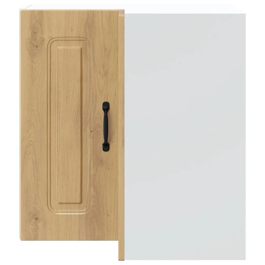 Mobile angolare da cucina a parete 57 x 57 x 60 cm ampio spazio contenitivo design moderno finitura in rovere ingegnerizzato realizzato artigianalmente 02_0050031