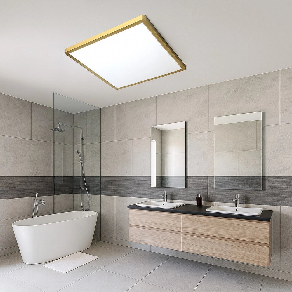 Trade Shop - Plafoniera Led Moderna Ultra Slim Quadrata 45w Ip40 Tecnologia Cct Con Switch Pq-450-3c - Oro Satinato
