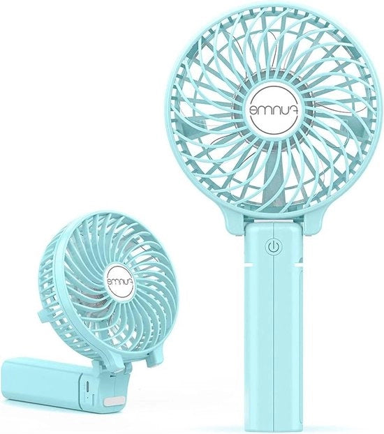 Ventilatore Manuale a Batteria Ricaricabile - Ventilatore Silenzioso USB a 3 Velocità - Ventilatore Personale Portatile Pieghevole Piccolo Verde - Uso Ufficio Viaggio Casa Esterno
