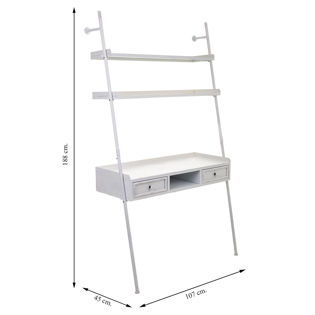 Scaffale da scrivania in metallo bianco 107x45x188h
