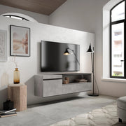 Mobile TV Soggiorno, 150x35x45cm, Per TV fino a 65", da appendere, grigio cemento RF2471