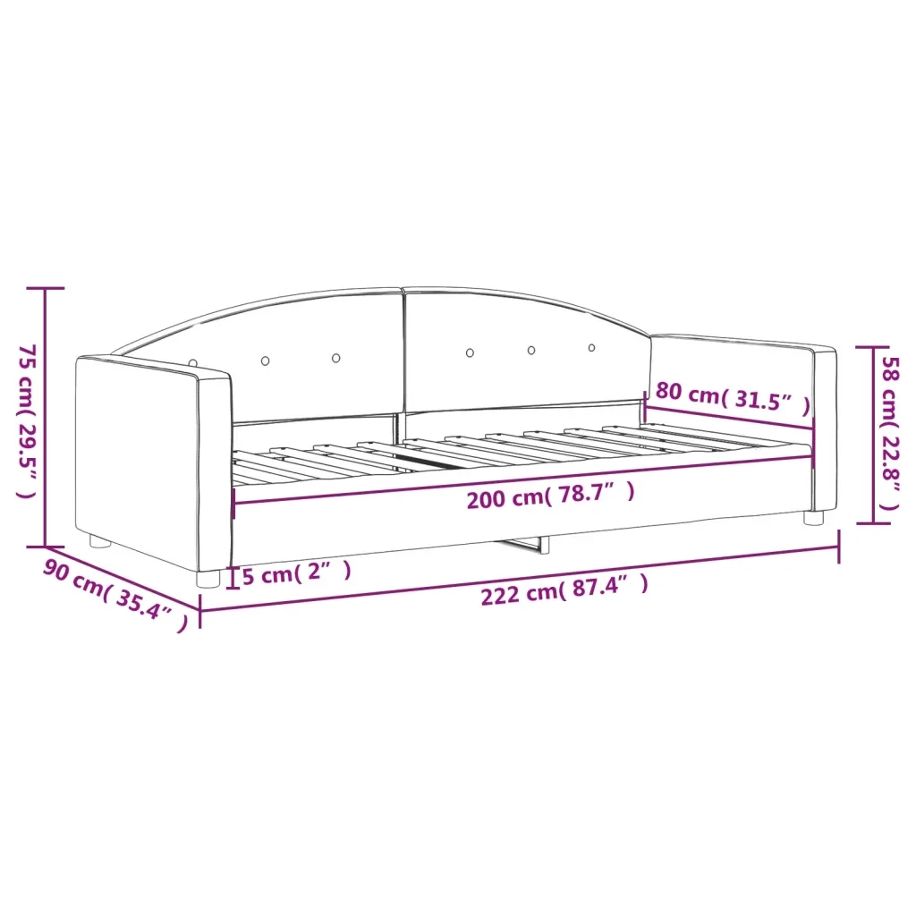 Letto da Giorno Rosa 80x200 cm in Velluto