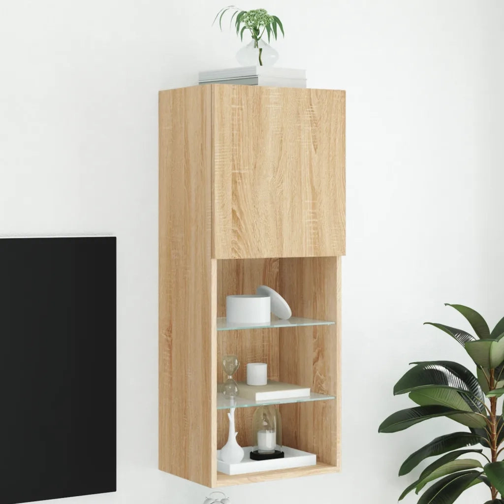Mobile TV con Luci LED-Credenza TV-Console TV Rovere Sonoma 40,5x30x102 cm