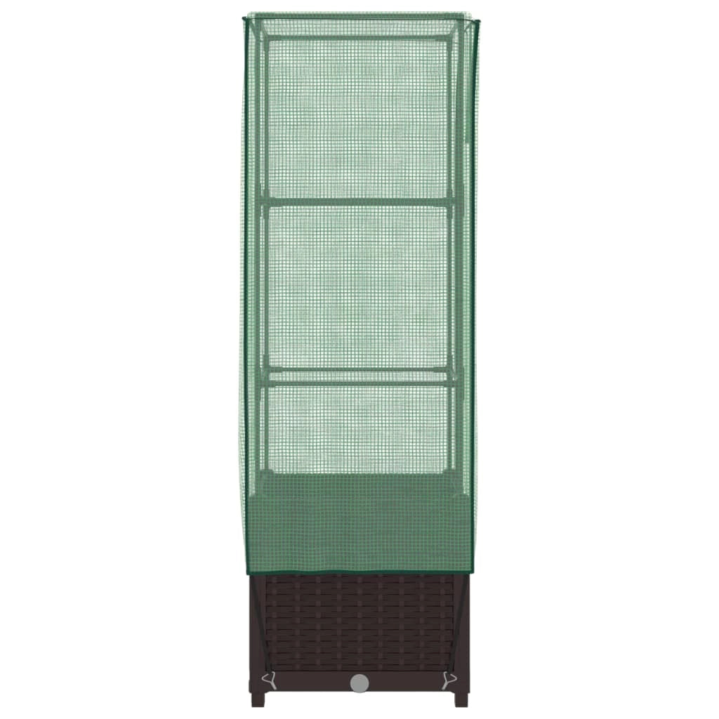 Aiuola rialzata/fioriera con copertura effetto rattan 40 x 40 x 139 cm Marrone 02_0038774