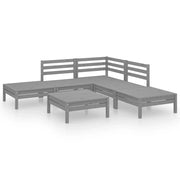 Set Salotto da Giardino 6 pz | Set di Mobili da Esterno in Legno Massello di Pino Grigio