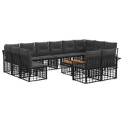 Set di divani da esterno 13 pcs Nero e Grigio scuro Poliestere