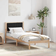 Letto con Testiera Rivestita Nero 80 x 200 cm Pino massello