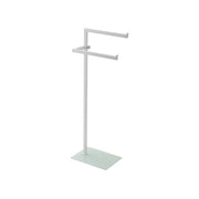 Piantana portasciugamani bianca in acciaio con base in vetro temperato 20x86,5x28 cm Feridras