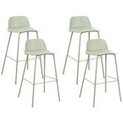 Set di 4 sgabelli da bar moderni in plastica verde sintetica e gambe in metallo stile moderno contemporaneo