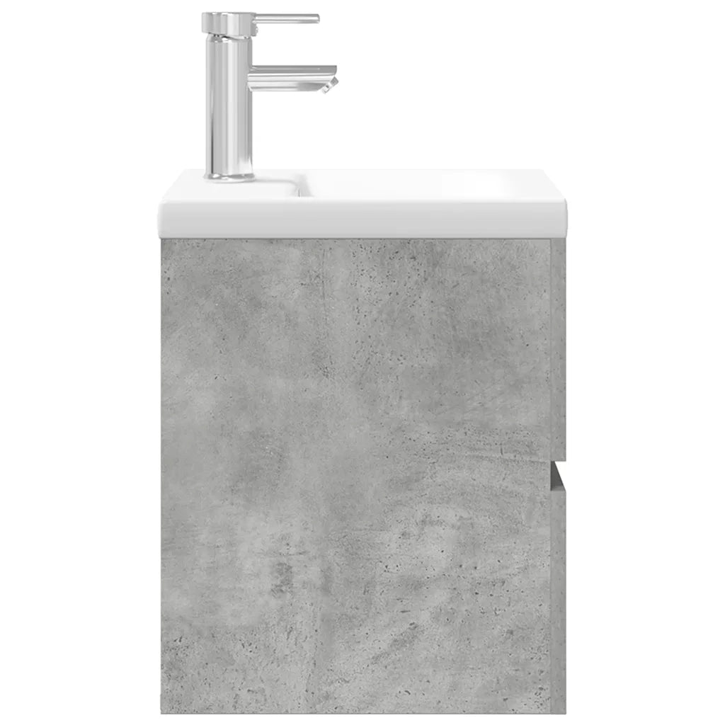 Set Mobili da Bagno | Armadio da bagno 2 pz Grigio Cemento in Legno Multistrato