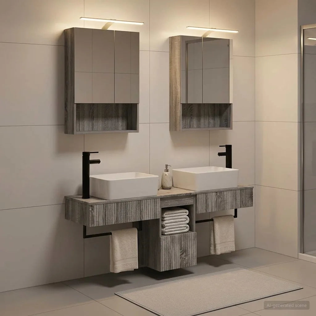 Set di Armadi da Bagno 5 pcs Sonoma grigio 50 x 14,5 x 70 cm 3406324