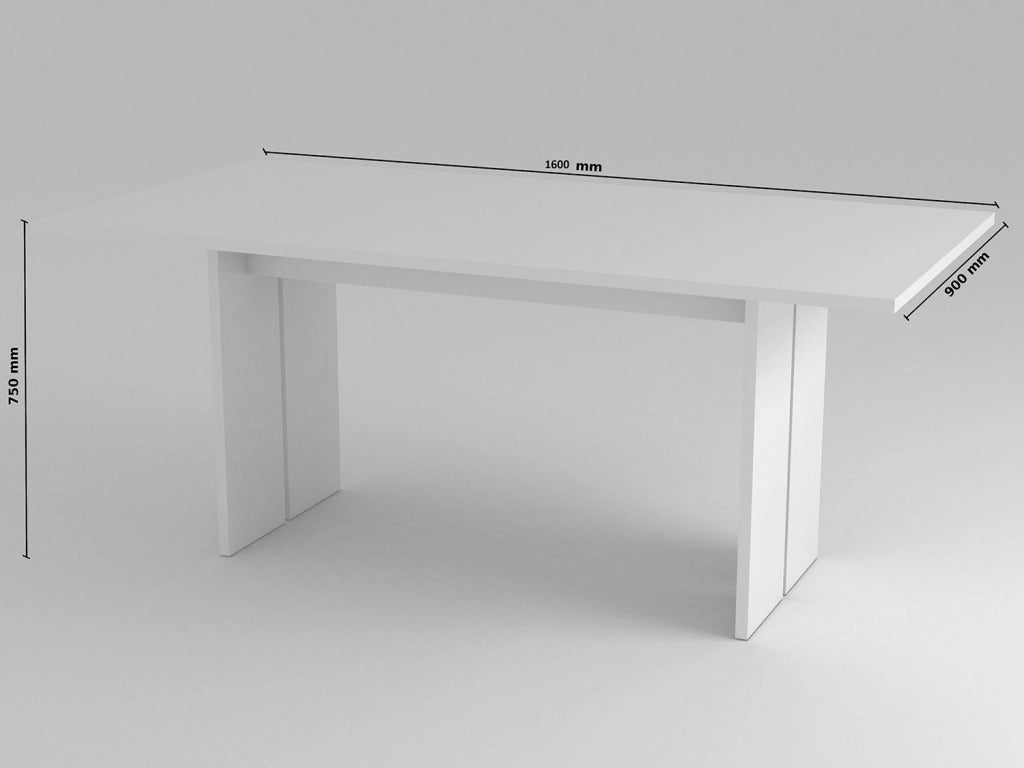 Tavolo Rettangolare 160x90x75 cm Bologna Bianco Lucido