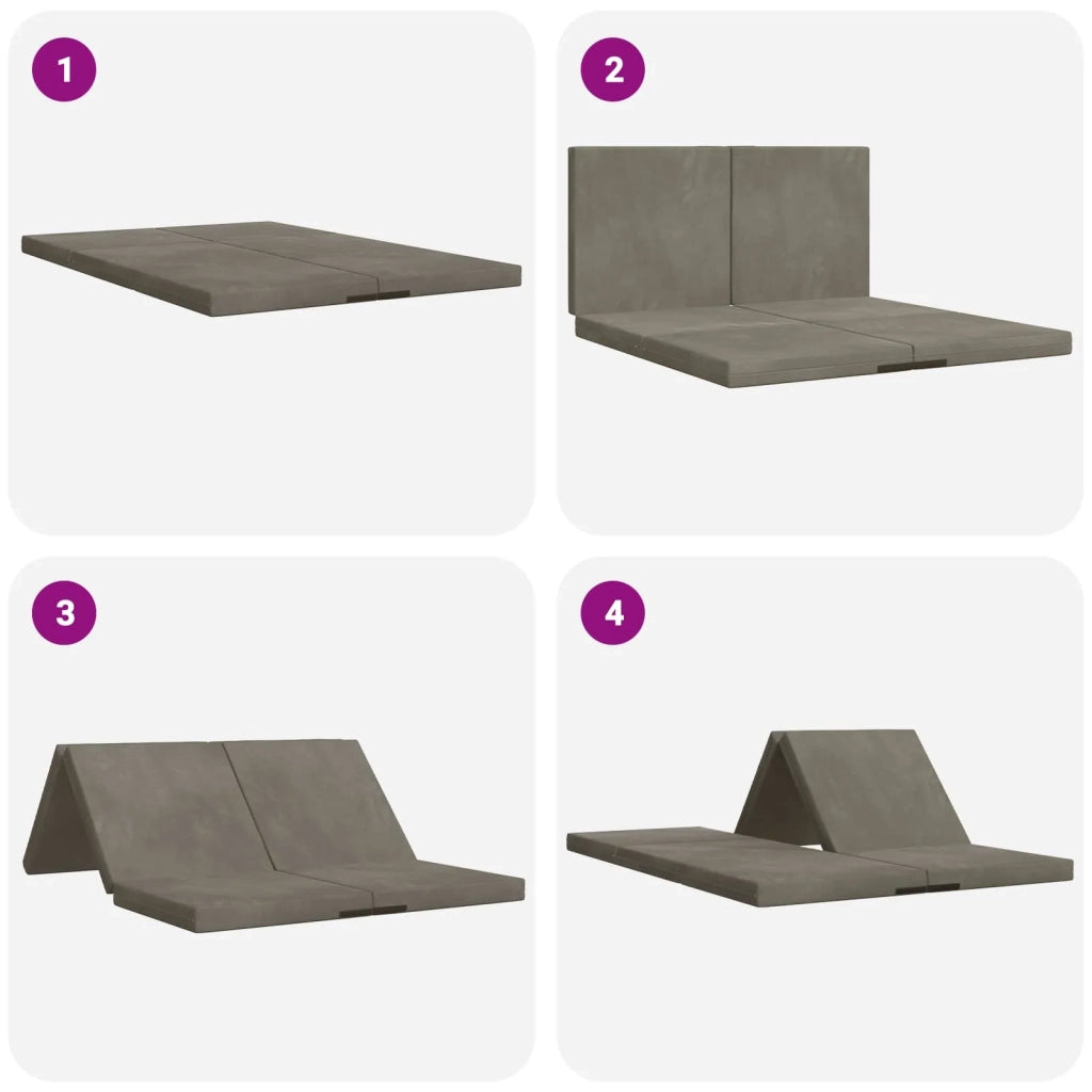 Divano Letto Pieghevole 140 x 67 x 45 cm Grigio Chiaro
