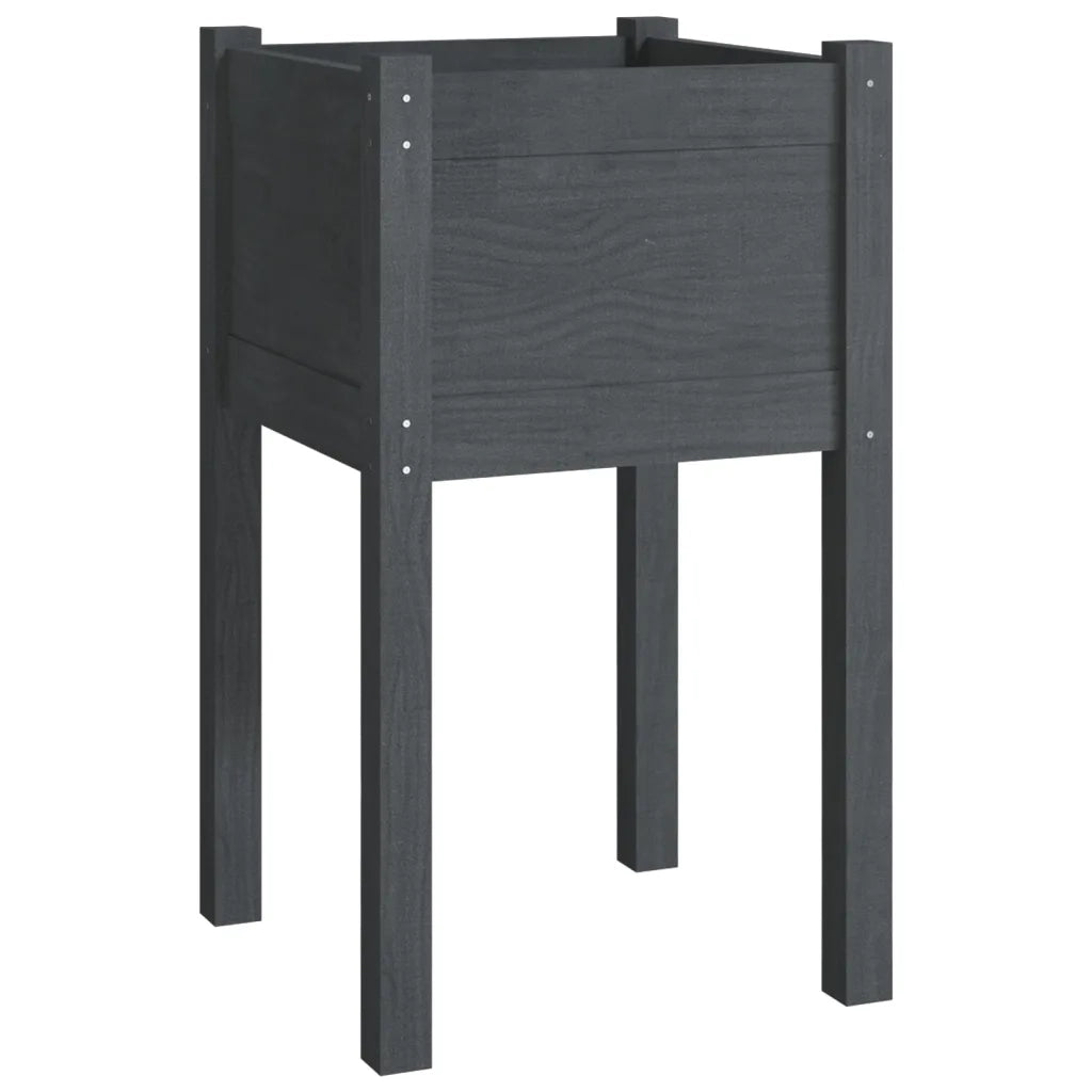 Fioriera da Giardino-Vaso da Esterno-Contenitore per Piante Grigia 40x40x70 cm in Legno di Pino