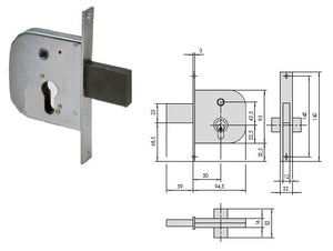 CISA SERRATURA 42312-50 INF. X CANCELLIX FERRO S/CILINDRO