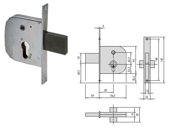 CISA SERRATURA 42312-50 INF. X CANCELLIX FERRO S/CILINDRO