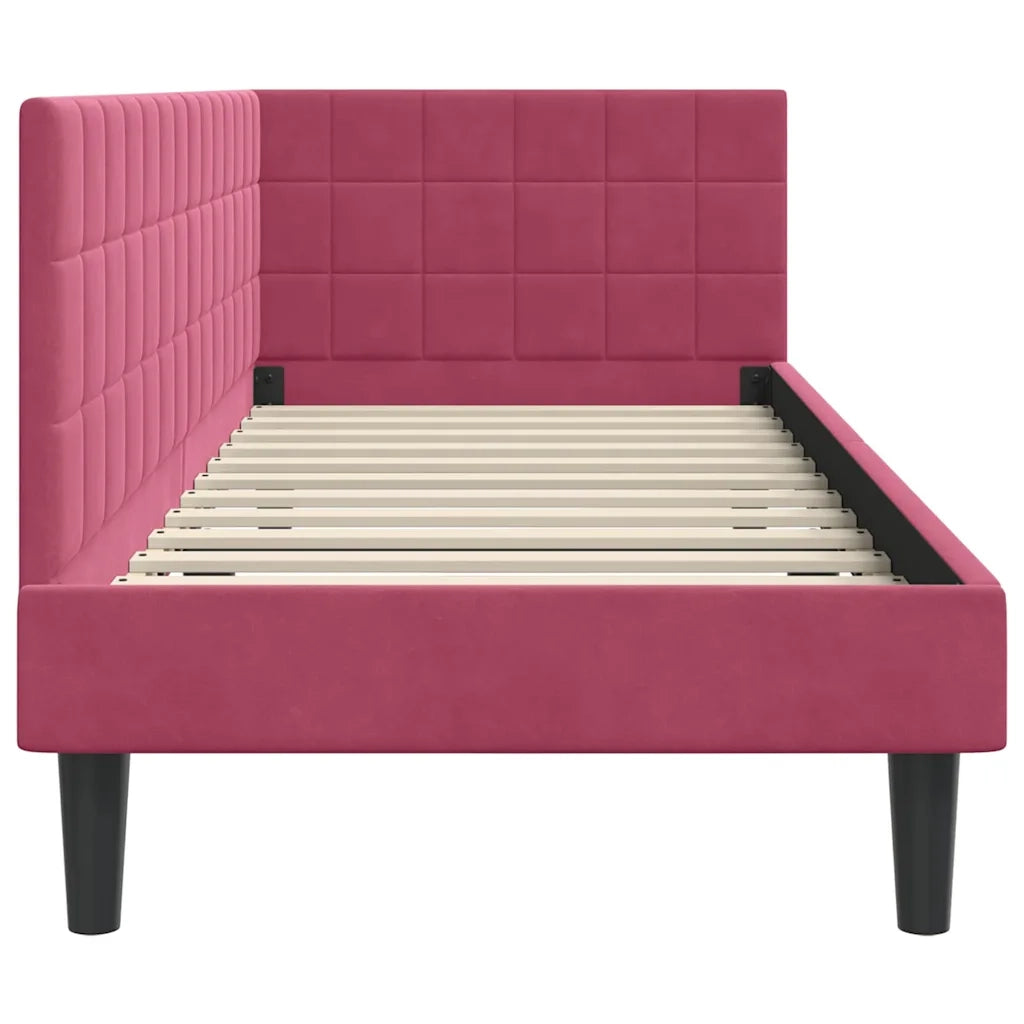 Cornice del letto ad angolo Rosso Vino 80 cm x 200 cm Velluto