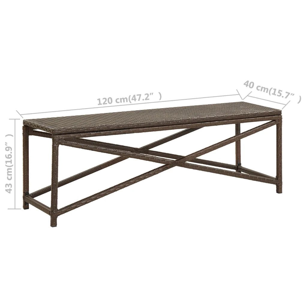 Panchina da Giardino 120 cm in Polyrattan Marrone 46212
