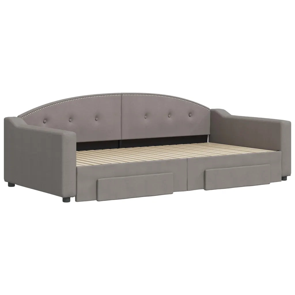 vidaXL Divano Letto Estraibile con Cassetti Tortora 100x200 cm Tessuto