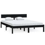 Letto matrimoniale | Letto per adulti | Giroletto Nero in Legno Massello di Pino 120x200 cm