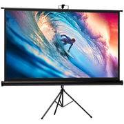 Telo per Proiettore Pieghevole da 84" con Treppiede Regolabile 200x8x118 cm in Plastica e Metallo Nero