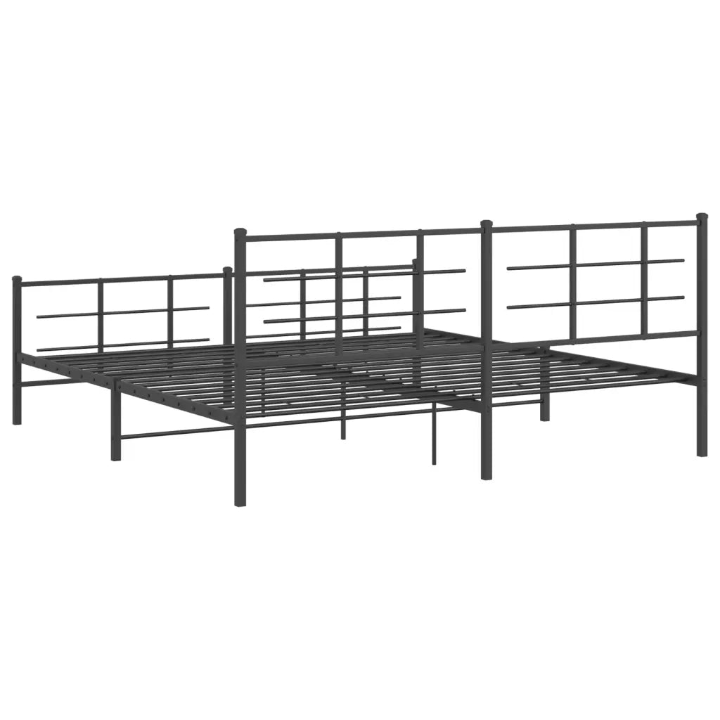 Giroletto con Testiera e Pediera-Struttura Letto Metallo Nero 193x203 cm 630964
