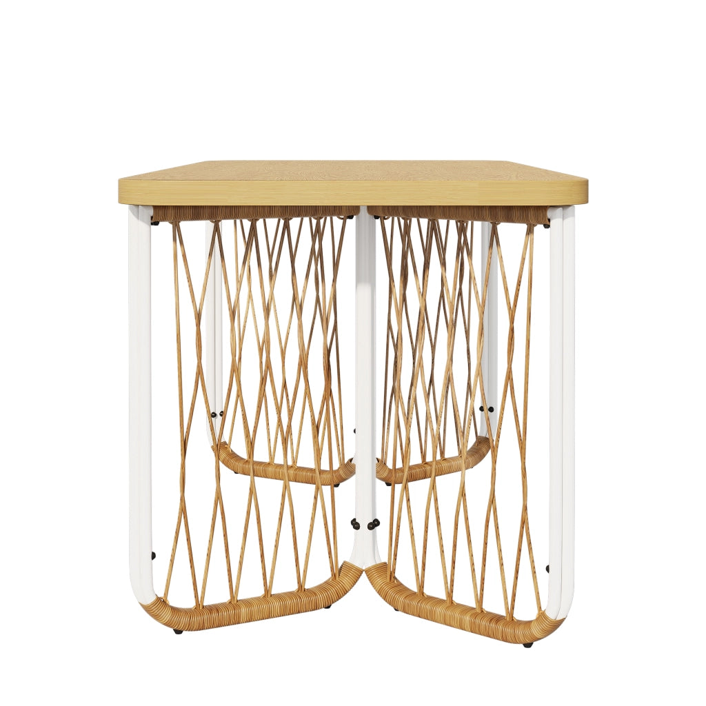 Set Tavolo e Sedie da Giardino con 1 Tavolo e 6 Sedie; Cuscini Inclusi; Ferro e Poliestere; Beige