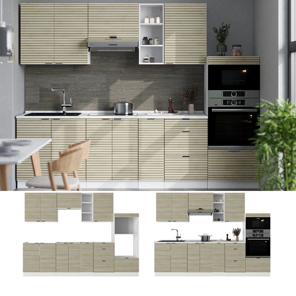 Cucina componibile Fame-Line Pannello in quercia/Bianco 280 cm, PL Antracite Vicco