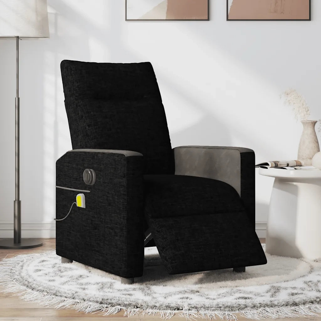 Poltrona Massaggiante | Sedia Relax Reclinabile Elettrica Nera in Tessuto