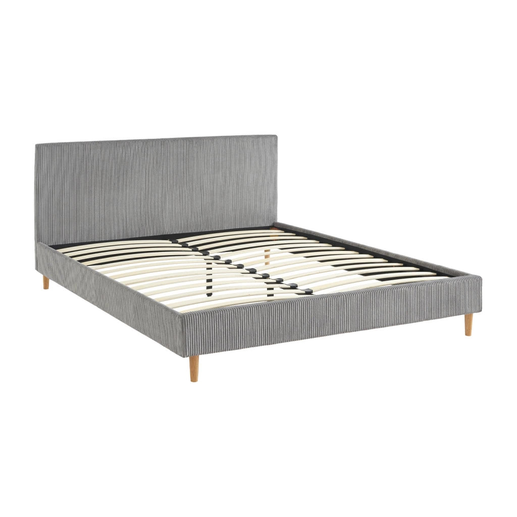 Struttura letto con rete a doghe e testiera 160x200cm, velluto a coste