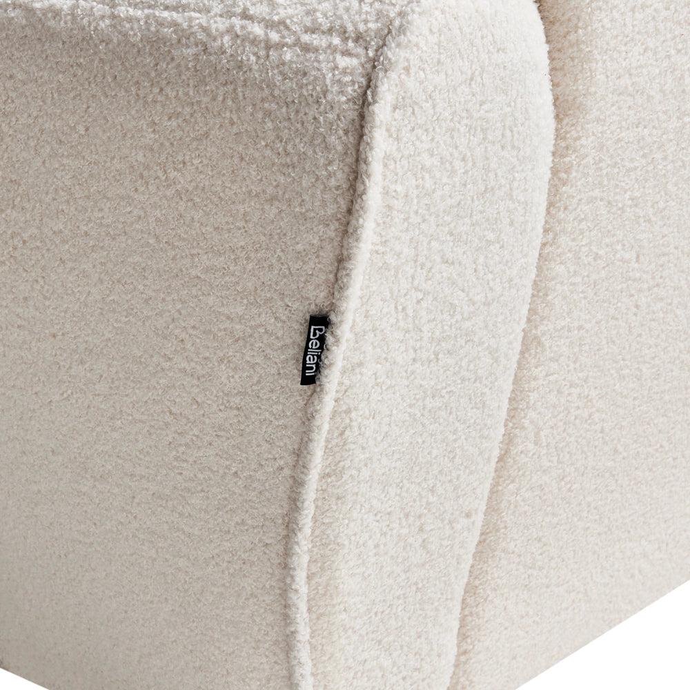 Poltrona Moderna da Soggiorno con Rivestimento in Tessuto Bouclé Beige Chiaro Schienale Imbottito e Cuscino Spesso