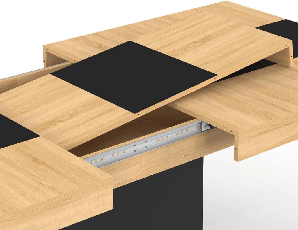 Tavolo da pranzo rettangolare allungabile EDEN 6-10 persone in legno e fascia centrale nera 160-200 cm