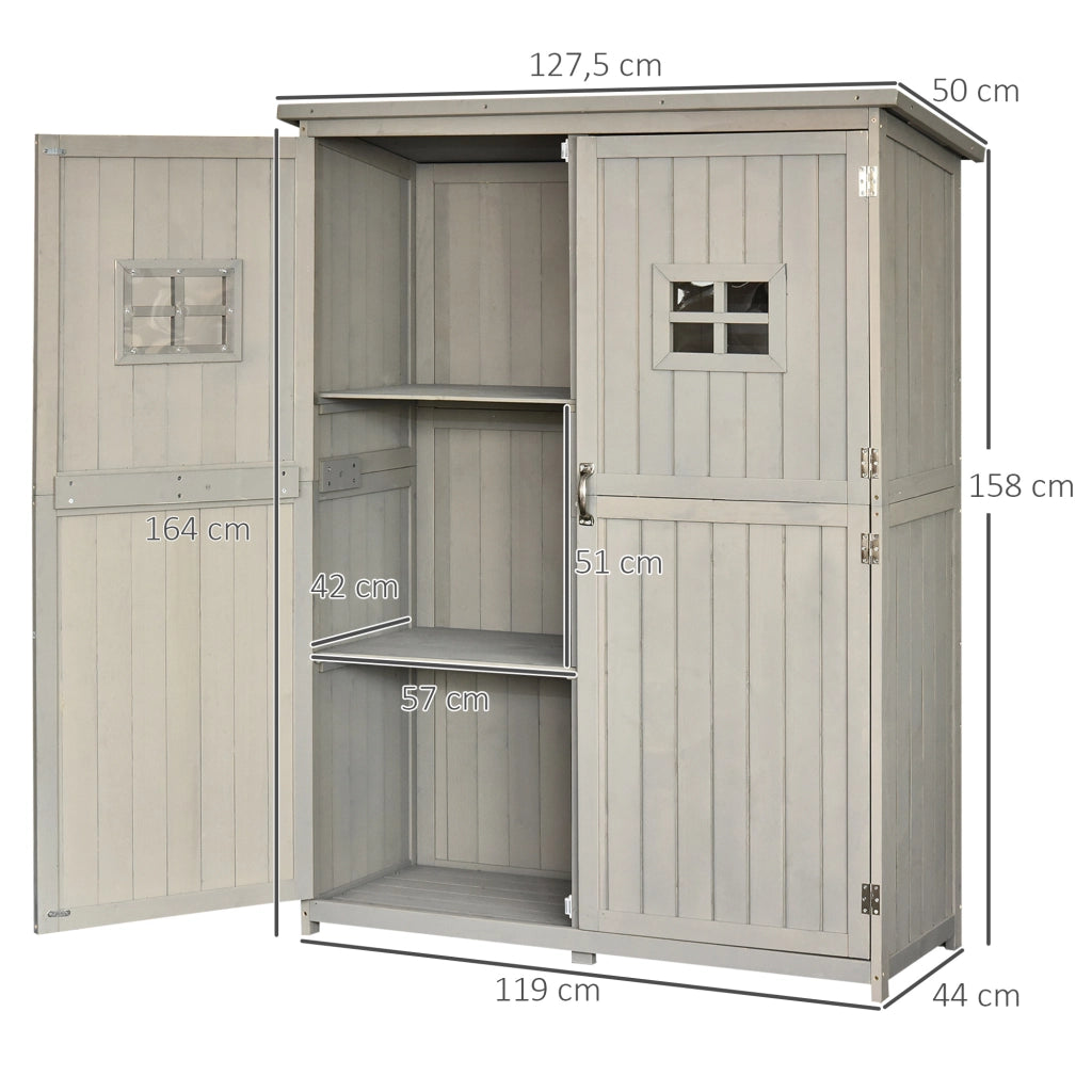 Armadio da Giardino in Legno Massello ¨C zephmum ¨C Grigio 127.5x50x164 cm