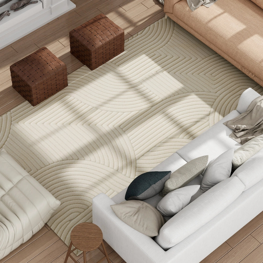 Tappeto moderno pelo corto ¨C zephmum ¨C 160x120 cm crema base antiscivolo