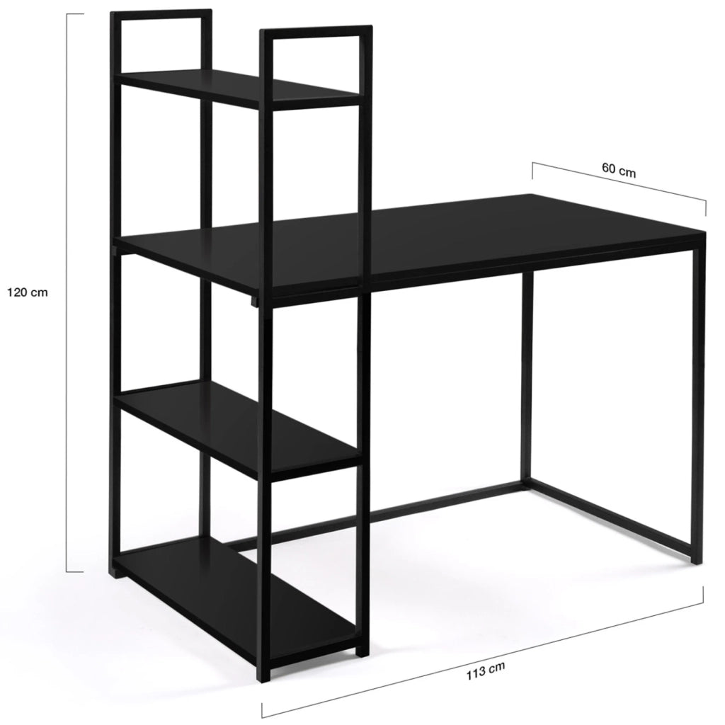 IDMarket - Scrivania libreria nera di design industriale DELSON