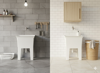 Mobile Lavatoio 59x40x74 cm Monoblocco in Resina PP Bianco