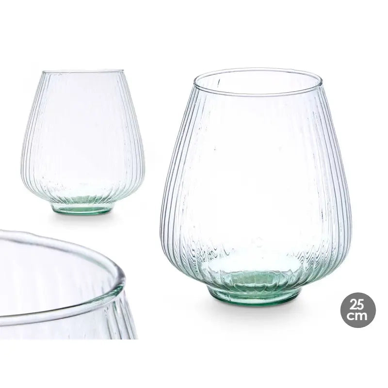 Vaso in vetro riciclato rigato Ø22x26h